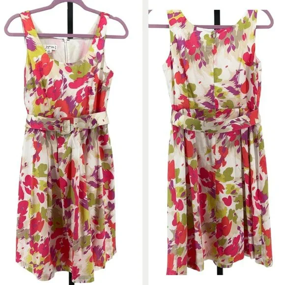Josephine Studio Floral Sleeveless Dress Womens 4 P Fit & Flare Scooped Cotton - Picture 1 of 7